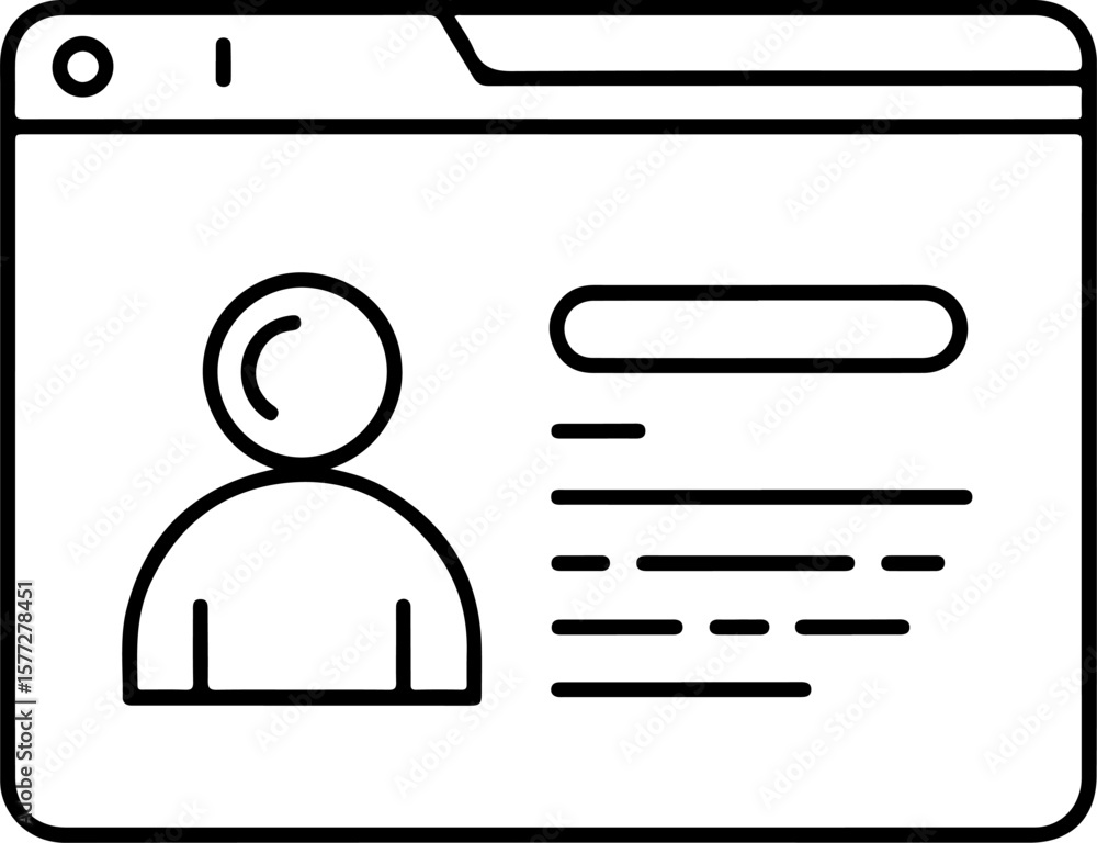 Fototapete Simple line art icon representing a user profile on a computer screen