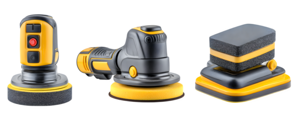 High-Resolution Photo-Realistic Studio-Lit electric sander with dust col PNG cutout, commercial stock asset, ideal for advertising and presentations, content creation, creative projects