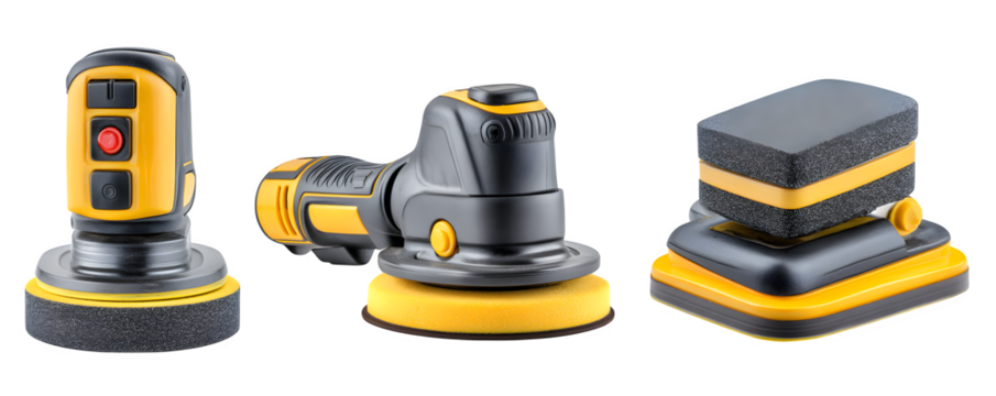 High-Resolution Photo-Realistic Studio-Lit electric sander with dust col PNG cutout, commercial stock asset, ideal for advertising and presentations, content creation, creative projects