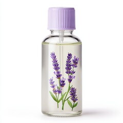 Lavender Essential Oil Bottle with Floral Design for Aromatherapy