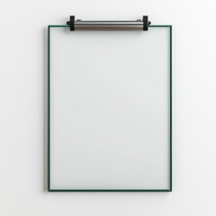 Minimalistic Glass Frame with Clip Hanging on White Wall