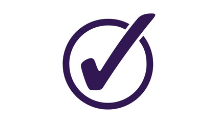 Dark Purple Check Mark in Matching Circle on White – Minimal Icon Design