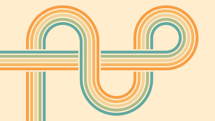 Abstract background of rainbow groovy Wavy Line design in 1970s Hippie Retro style. Vector pattern ready to use for cloth, textile, wrap and other.