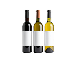 Set of wine bottle mockup, isolated on transparent background