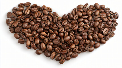 Heart of Coffee Beans: An overhead shot showcases coffee beans artfully arranged into a heart shape, symbolizing the love and passion for the coffee culture.