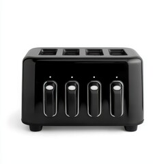 Modern Black Toaster with Four Slots and Minimalist Design