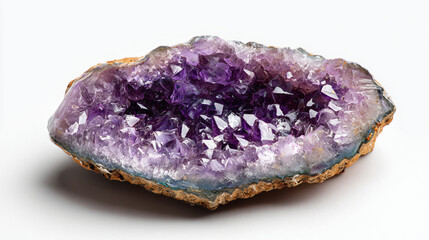 Amethyst Geode: A stunning amethyst geode showcasing a vibrant purple crystal cluster, nestled within its natural cavity.