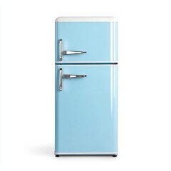 Retro Style Blue Refrigerator with Classic Design and Glossy Finish