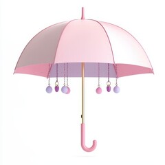 Pink Umbrella with Decorative Ornaments and Elegant Design