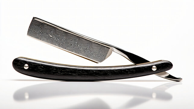 Vintage Barber Razor: A close-up studio shot of a classic straight razor, evoking a sense of timeless grooming and precision.
