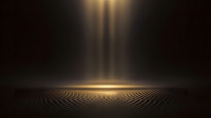 Spotlight Illuminating a Darkened Stage with Grid Floor