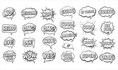 Pop Art Comic Vector Pack with Speech Bubbles, Expressions, and Text Elements