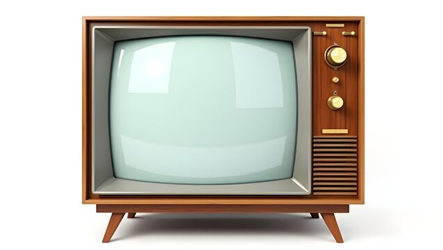 Retro Vintage Television Set on White Background