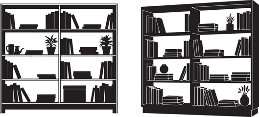 vector illustration of  Bookshelves open shelving