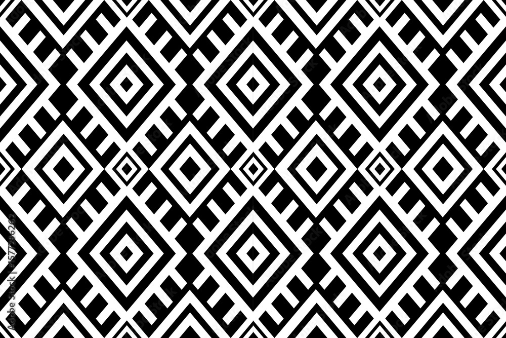 Aufkleber seamless monochrome abstract geometric pattern with bold black and white diamond shapes and sharp in