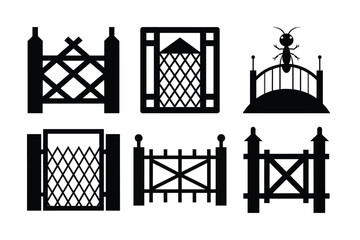 Wrought iron gate and fence decorative pattern vector illustration design