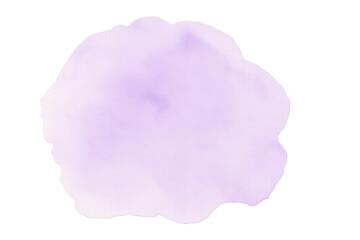 Abstract purple watercolor stain creating a textured and artistic backdrop on a transparent background