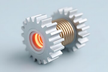 Interlocking Gears with Glowing Core