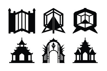 Fototapeta premium A vector set of church icons for religious building and temple design, illustrating architectural symbols and silhouettes