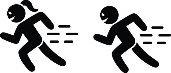 Fototapeta premium Happy Running Male and Female Icons: Speed, Fitness, and Joyful Movement