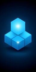 Obraz premium Luminous blue cubes arranged in a strategic formation on a dark gradient background