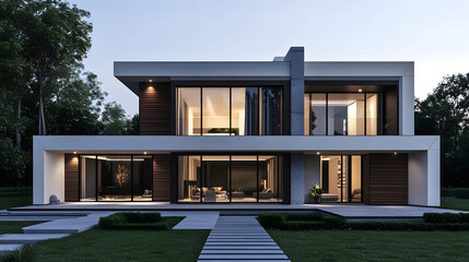 modern house with garden