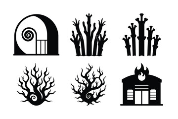 Vector illustration set of an old house symbol design
