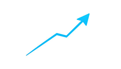 Blue Upward Trending Arrow on White Background - Growth Success Direction Symbol for Business Finance and Performance Analytics Design