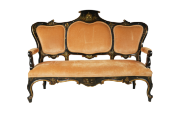 antique chair isolated on white  Antique Victorian Carved Walnut and Velvet Medallion Back Sofa