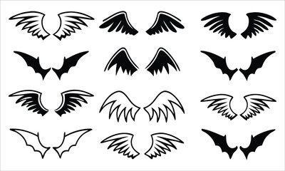 Fototapeta premium Black wings collection graphic illustration
