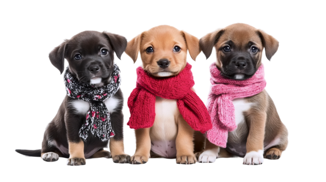 Fluffy Puppy Friends Dressed Up