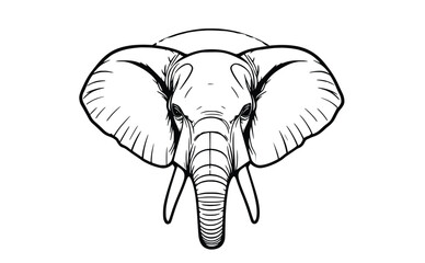Fototapeta premium Elephant Head Line Art Illustration – Wildlife Sketch Style Animal Drawing