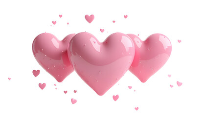 3d illustration pink heart set isolated on white background,png
