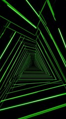 Infinite Green Neon Triangle Tunnel