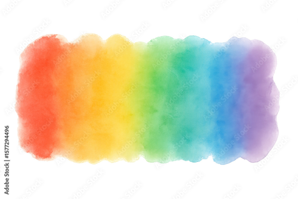 Poster vibrant rainbow watercolor brush stroke creating a colorful and artistic design element with transpa