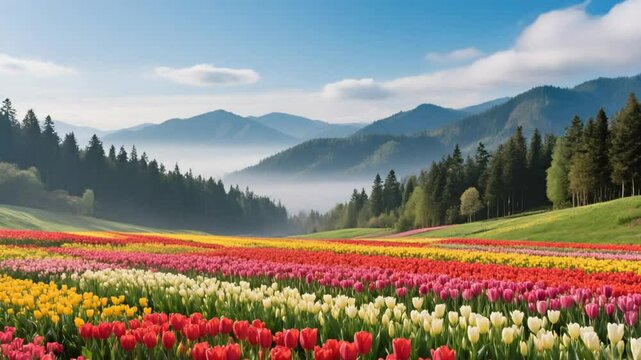 tulip garden and forest hills srinagar kashmir indian landscape video