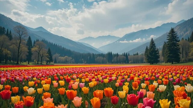 tulip garden and forest hills srinagar kashmir indian landscape video