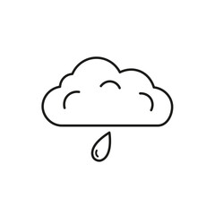 A simple cloud with rain on a white background