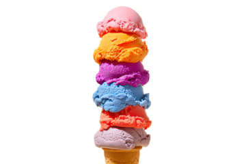 a cone of ice cream with a bunch of different colors