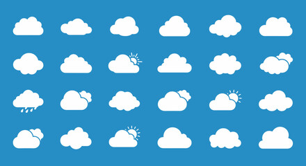 cartoon 3d clouds. cumulus bubbled clouds in kids style, white fluffy render objects, rounded geometric cloudy shapes, cute weather element, meteorology icons, cloudscape isolated vector set