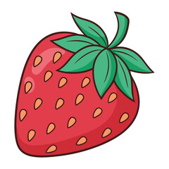 Obraz premium Red Strawberry with Seeds and Green Top — Isolated Colorful Fruit