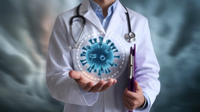 Innovative healthcare professional showcasing virus control technology advancements
