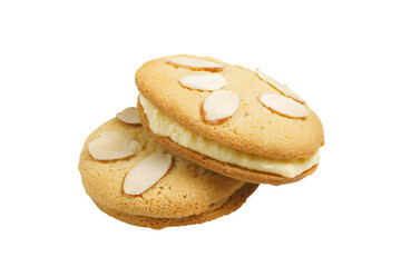a couple of cookies that are on a white surface