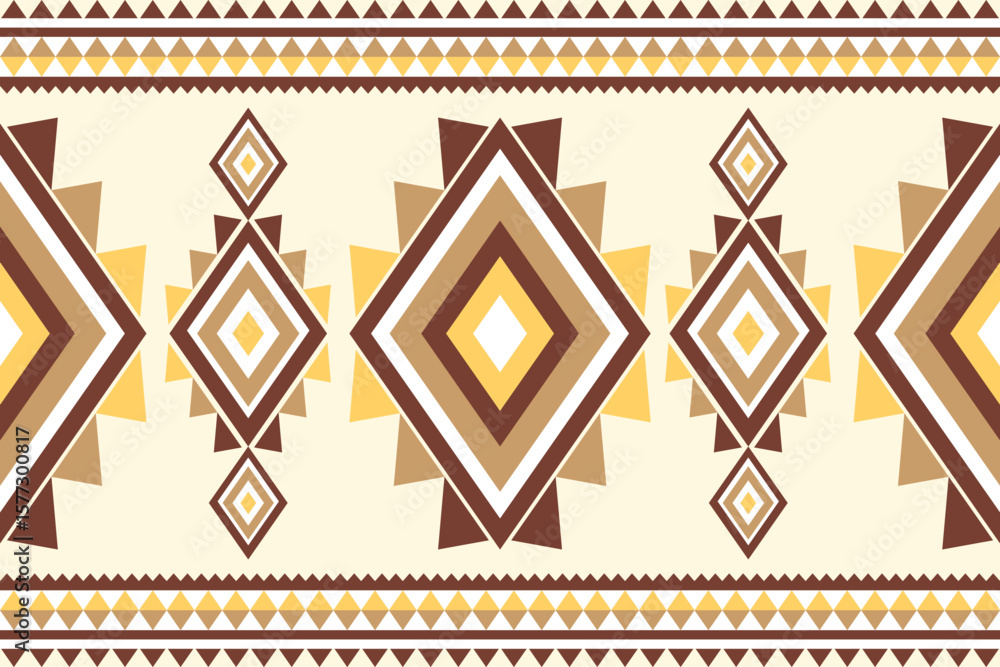 Aufkleber geometric pattern with diamonds and triangles in earthy tones on a cream background geometric ethnic