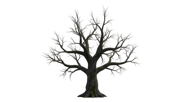 Isolated spooky dead tree on white or transparent png - Powered by Adobe