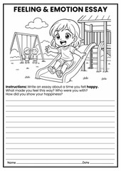 Feeling & Emotion Reflective Essay Worksheets | SEL Writing Activities for Grades 2–5 | Creative Writing | Emotional Regulation & Self-Awareness