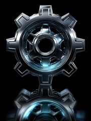 Obraz premium A metallic icon of a gear, 