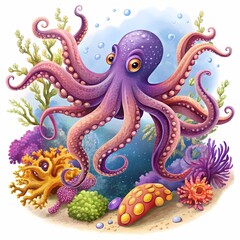 Obraz premium Octopus Illustration on white background