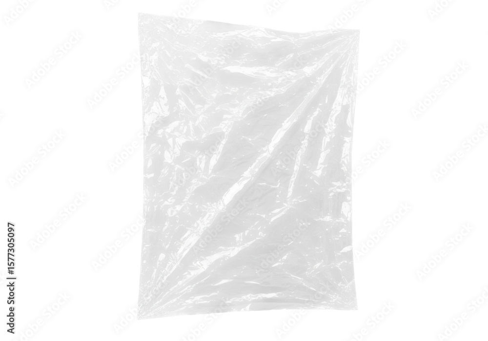 Poster crinkled clear plastic wrap, intricately textured with sharp highlights and soft shadows, perfectly 