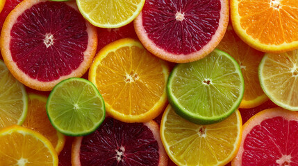 A close up of a bunch of oranges and limes